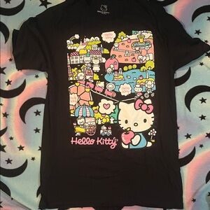 Hello Kitty Black Tee with Colorful Graphic
